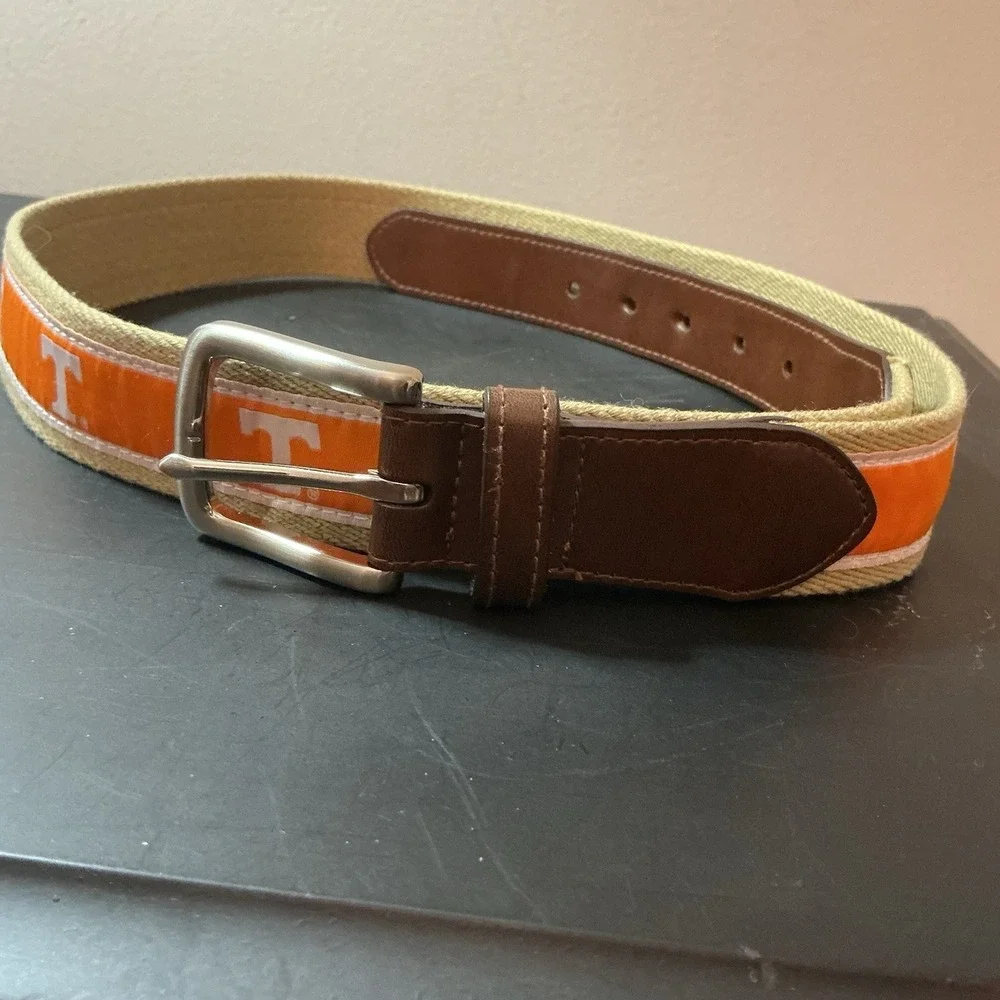 University of Tennessee Vols Canvas Belt Brown Orange Unisex EUC 42